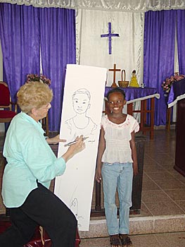 Drawing Nafili at Bible School.