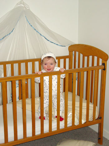 Zoe in her crib.